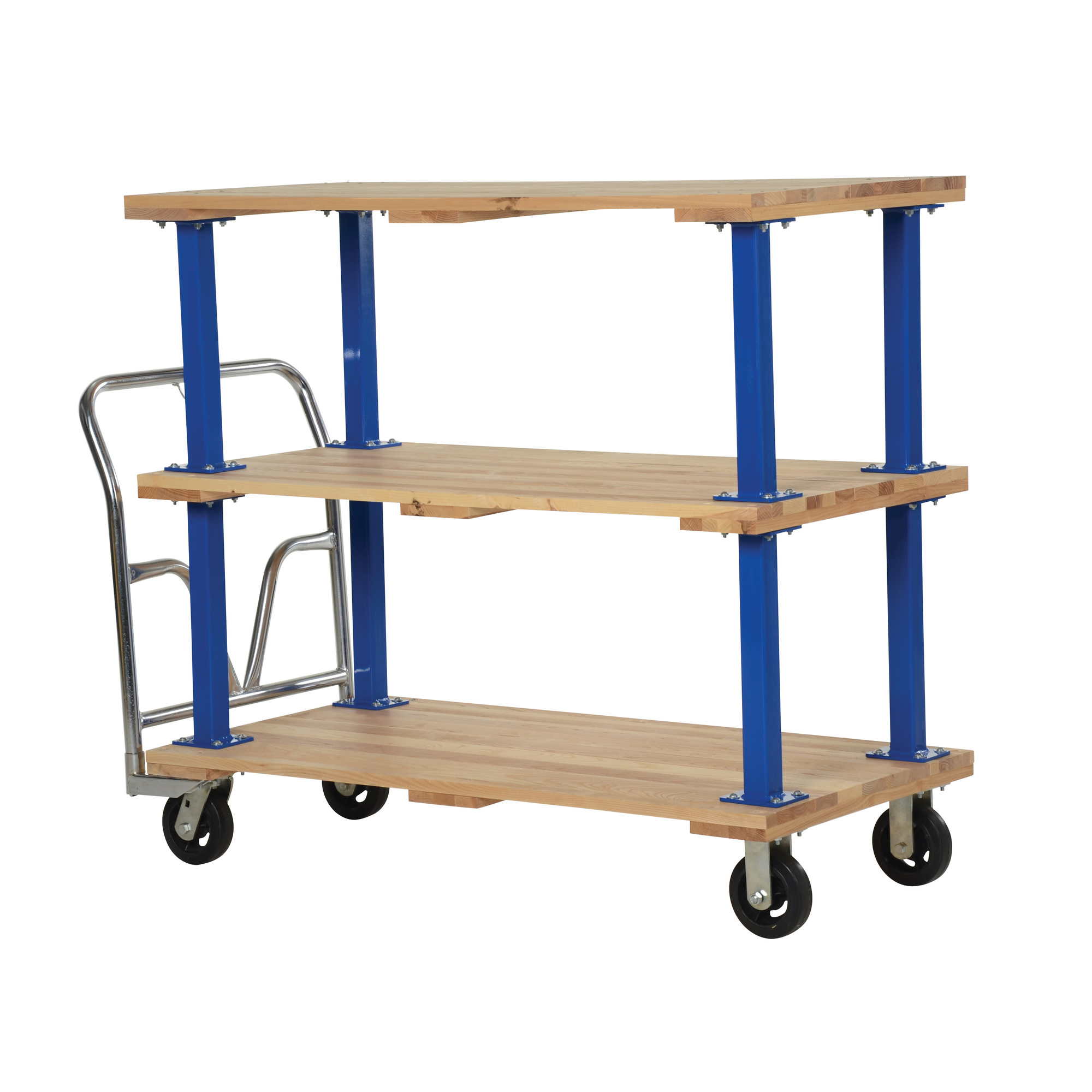 Vestil Hardwood Triple Deck Platform Cart 27 In x 54 In 1,600 Lb. Capacity Tan